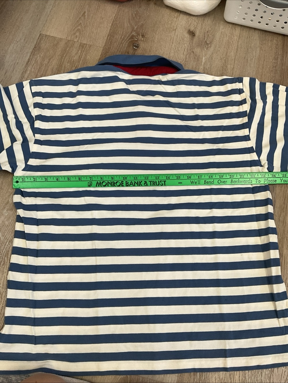 Tommy Hilfiger - Blue and White Striped Long-Sleeve Polo with Red Placket - XL - Picture 8 of 13